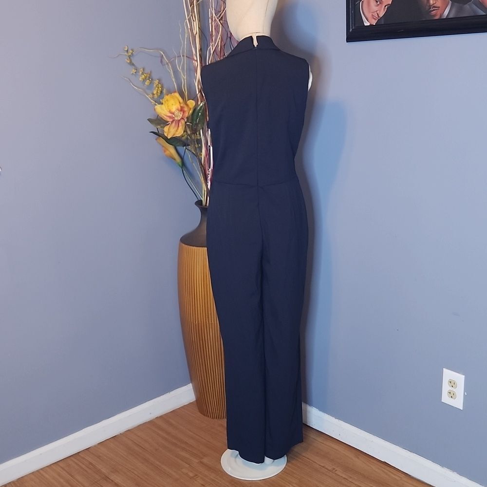 XOXO Womens Embellished Surplice Neck Jumpsuit Navy Size Large NWT - Picture 11 of 16
